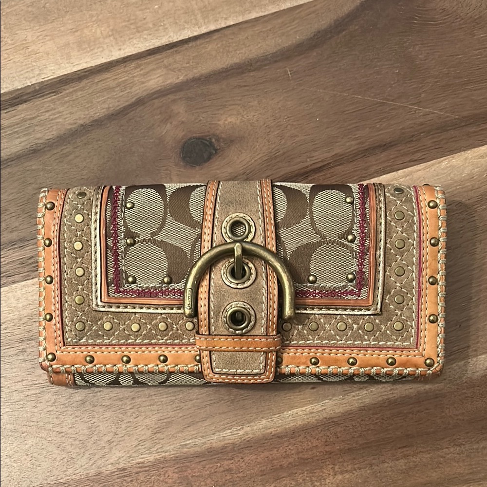 Coach Brown and Tan Signature Wallet
